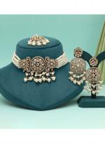   Party Wear  Gold Color Choker Kundan Necklace Set